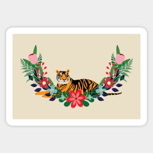Tiger and flowers Sticker